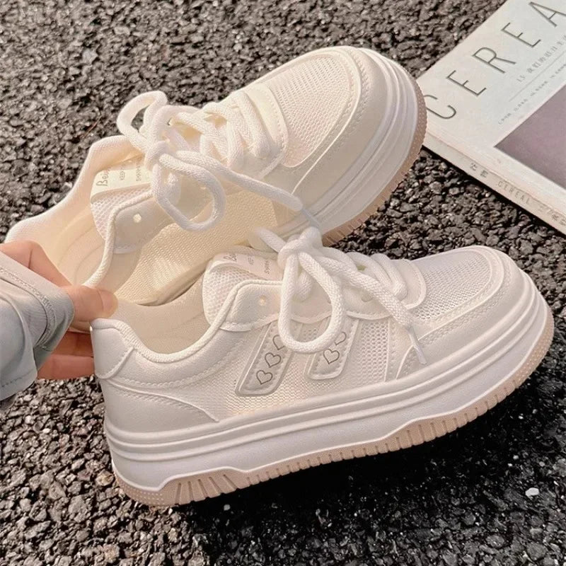 2025 New! Summer Women's Fashionable Sneakers - Small White Casual  Breathable Mesh  Rubber Surface