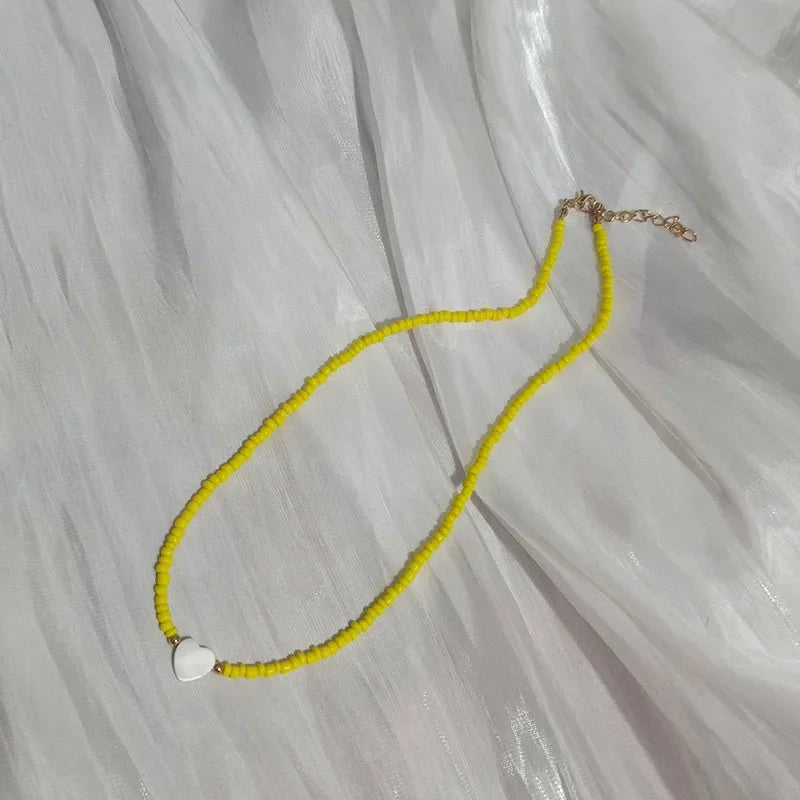 Bohemia Handmade Rainbow Seed Beads Simple Choker Necklace Candy Color Neck Chain Women's Wild Sweet Colorful Collar Jewelry