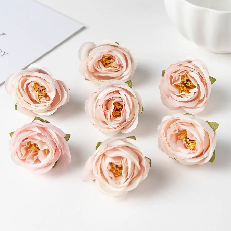 50/100Pcs Silk Tea Bud Roses Home Wedding Christmas Decoration Bridal Accessory Outdoor Garland Diy Scrapbook Artificial Flowers