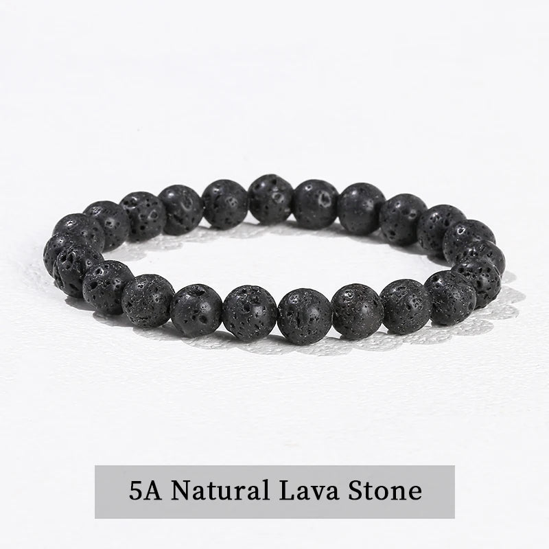JD 6 8 10mm Natural Stone Beaded Bracelet Obsidian Fluorite Quartz Jasper Healing Beads Bangles Women Men Stretch Yoga Jewelry - Live Store 4U