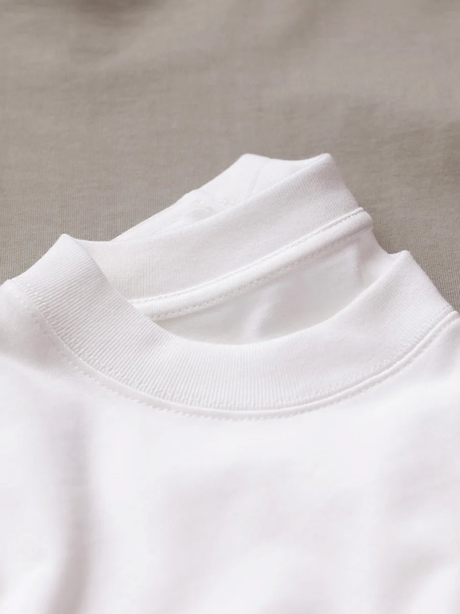 11.29oz 320Grams Heavy Cotton Weight Oversized Loose Men T-shirt Solid Color Drop Shoulder Short Sleeve High Quality - Live Store 4U