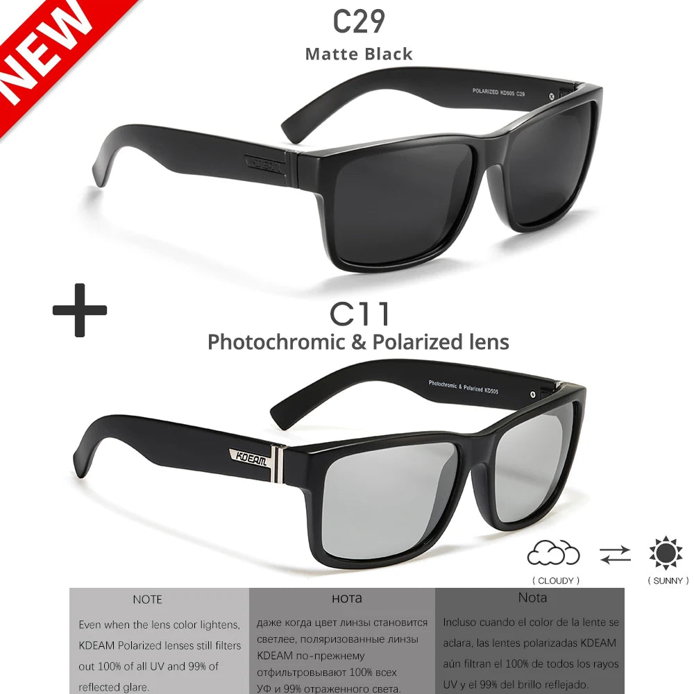 KDEAM Revamp Of Sport Men Sunglasses Polarized Shockingly Colors Sun Glasses Outdoor Driving Photochromic Sunglass With Box