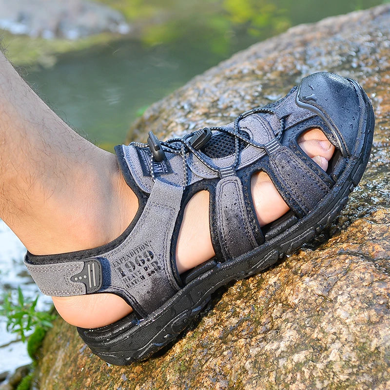 Men Large Soft Sole Summer New Slippers Baotou Breathable Beach Shoes Outdoor Casual Shoe Chaussure Homme Size