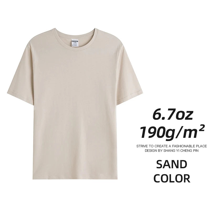 6.7oz 190gsm Combed Cotton Tees Tshirts Mens Solid Tops Woman Male Custom Team Uniform Class Clothes Summer Brand Customization - Live Store 4U