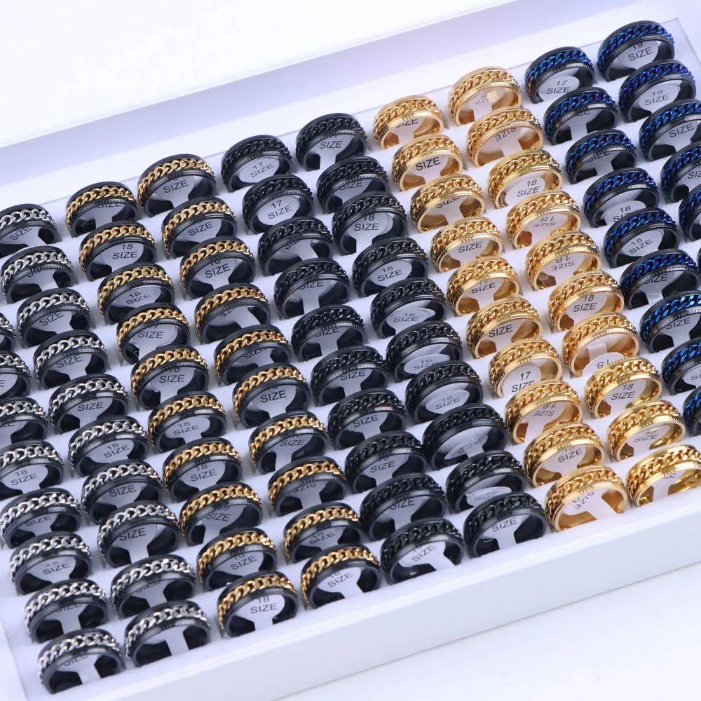 10pcs/lot Wholesale Fashion Simple Stainless Steel Ring For Men Women Beautiful Trendy Punk Jewelry Vintage Birthday Party Gifts - Live Store 4U