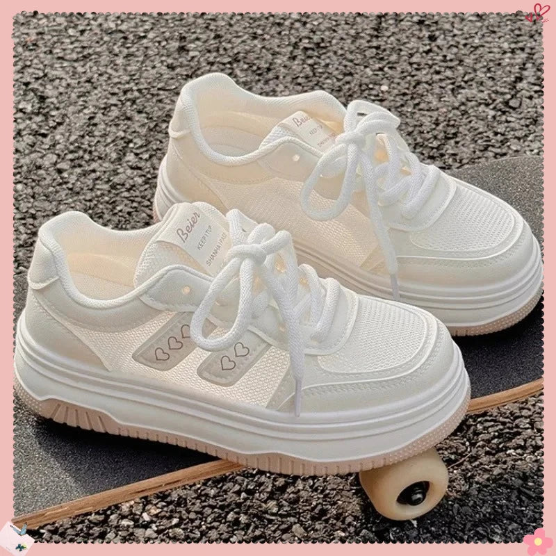 2025 New! Summer Women's Fashionable Sneakers - Small White Casual  Breathable Mesh  Rubber Surface