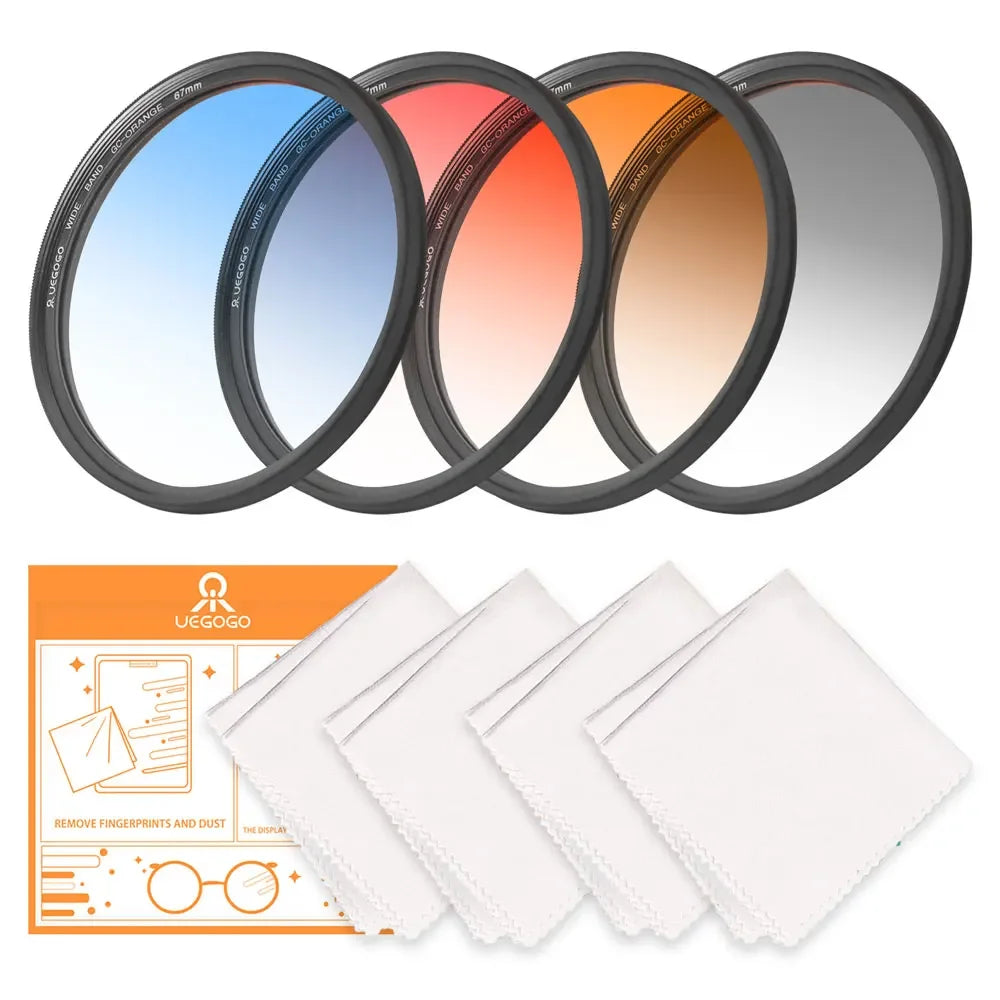 UEGOGO Lens Filter Waterproof Gradual Color Lens Filter Graduated Gray for Canon Sony Camera Lens 52 55 58 62 67 72 77 82mm Size