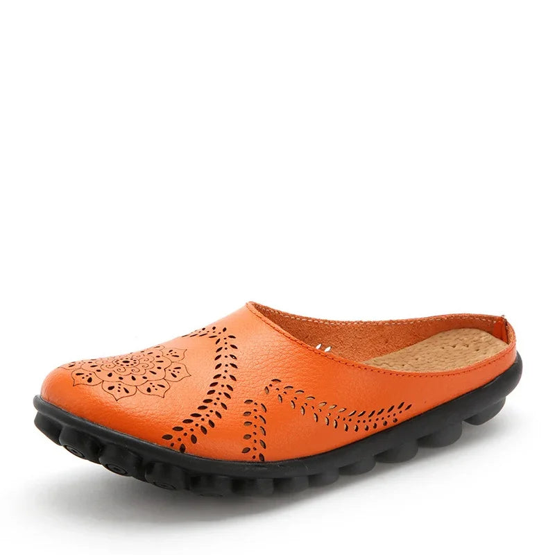 2023 Summer Shoes Woman Genuine Leather Women Flats Hollow Women's Loafers Female Solid Shoe Size 35-44 Sneakers Shoes