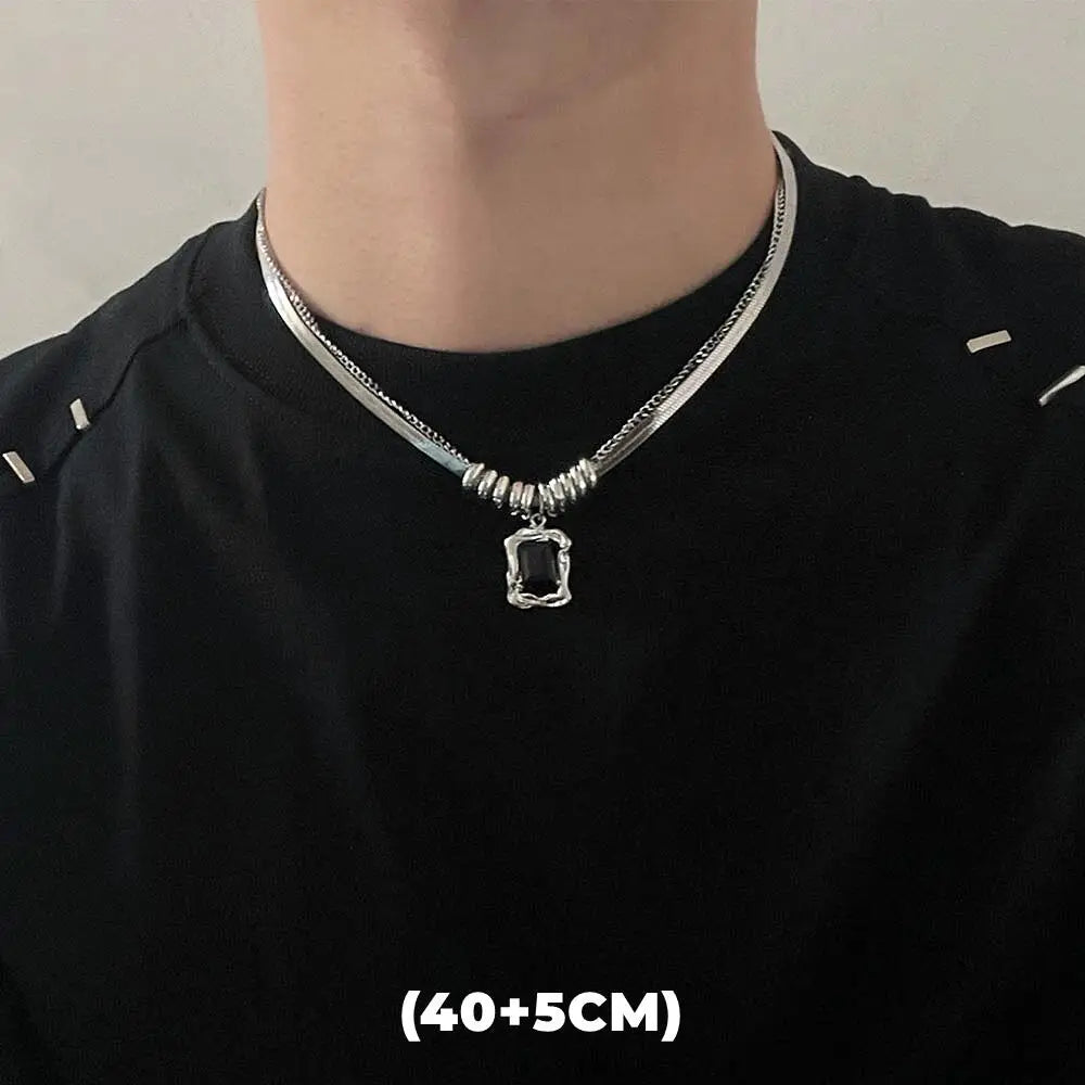 Hip Hop Zircon Star Double Layer Necklace For Men Women Trend Charm Titanium Steel Pendant Chain Unisex Jewelry Wholesale - Live Store 4U