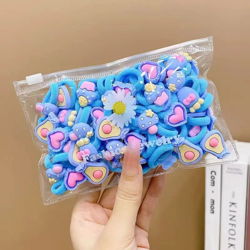 10/20Pcs/Set Cute Cartoon Rubber Elastic Hair Bands Girls Not Hurt Hair Small Scrunchie Kids Sweet Hair Ties Hair Accessories