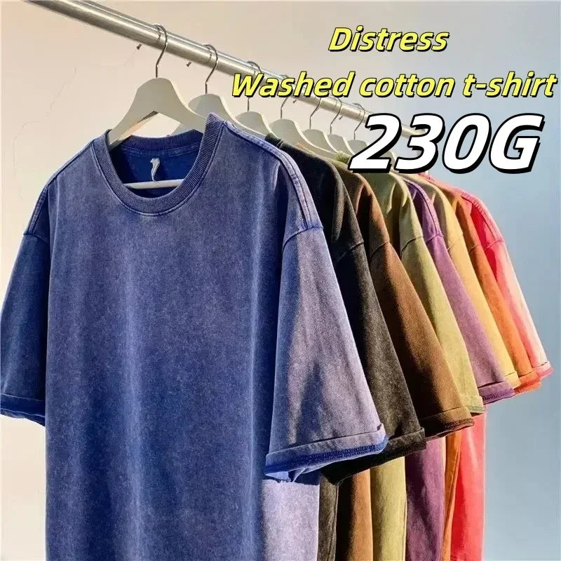 Quality Oversized Acid Washed Y2K T Shirt men Vintage T-shirts Streetwear Mineral Wash Tee Shirts boy Loose Luxury Brand Tops - Live Store 4U