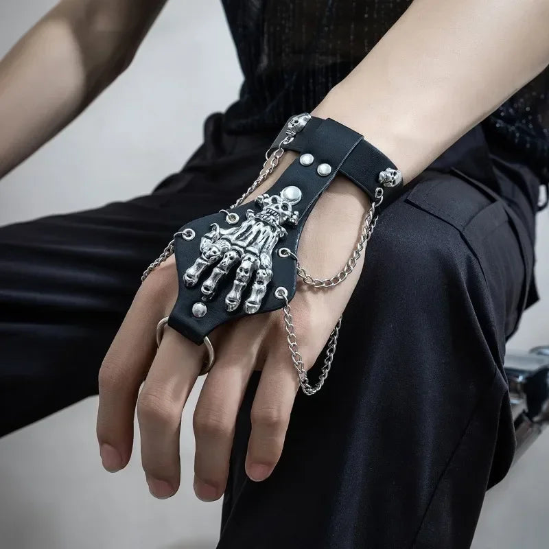 Hip Hop Rock PU Leather Bracelet Men and Women Punk Spikes Rivets Skull Heart Cross Creative Party Bracelet Jewelry Accessories - Live Store 4U