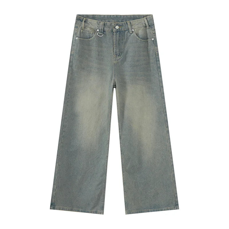 IEFB Summer Men's Denim Pants Old Blue Washed Male Jeans Straight Casual Menwear Loose Wide Leg Trousers New Fashion 9C354 - Live Store 4U