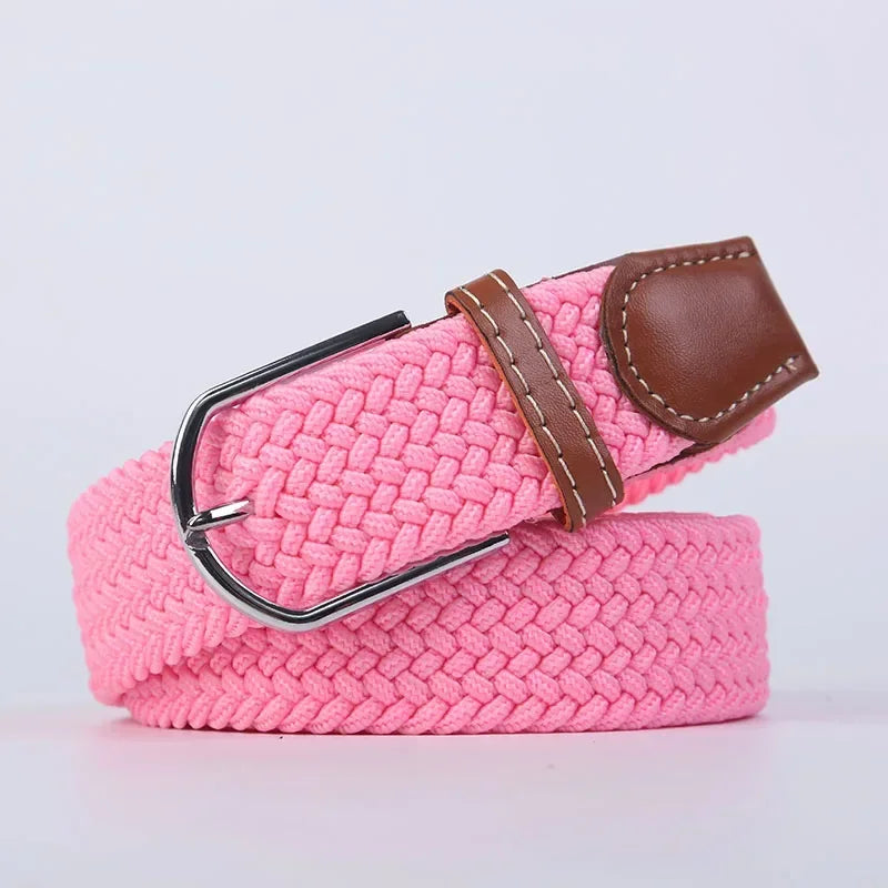 107/120/130cm UNISEX Casual Knitted Pin Buckle Women Belt Woven Canvas Elastic Expandable Braided Stretch Jeans Belts for Men - Live Store 4U