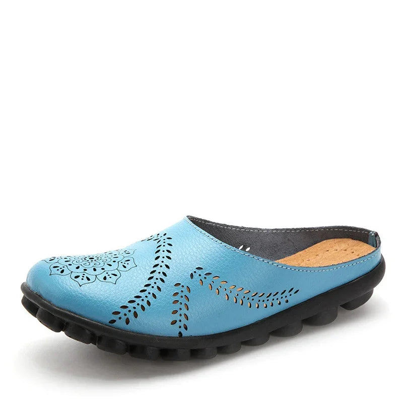 2023 Summer Shoes Woman Genuine Leather Women Flats Hollow Women's Loafers Female Solid Shoe Size 35-44 Sneakers Shoes