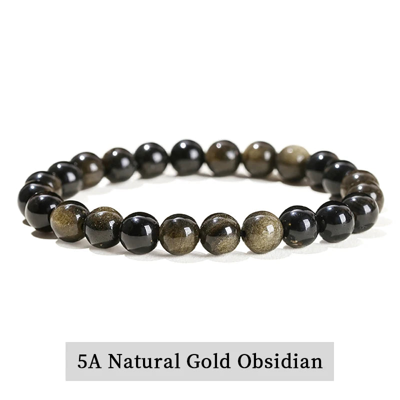 JD Natural Stone Beads Bracelet Amethyst Tiger Eye Crystal Quartz Agate Gem Beads Bangles Women Men Reiki Healling Jewelry Gift - Live Store 4U