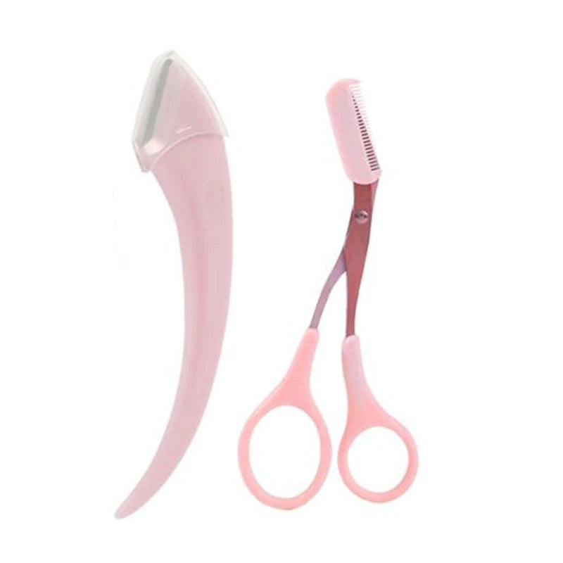 Karsyngirl 1/2/3Pcs Eyebrow Trimming Knife Eyebrow Face Razor For Women Eyebrow Scissors With Comb Brow Trimmer Scraper