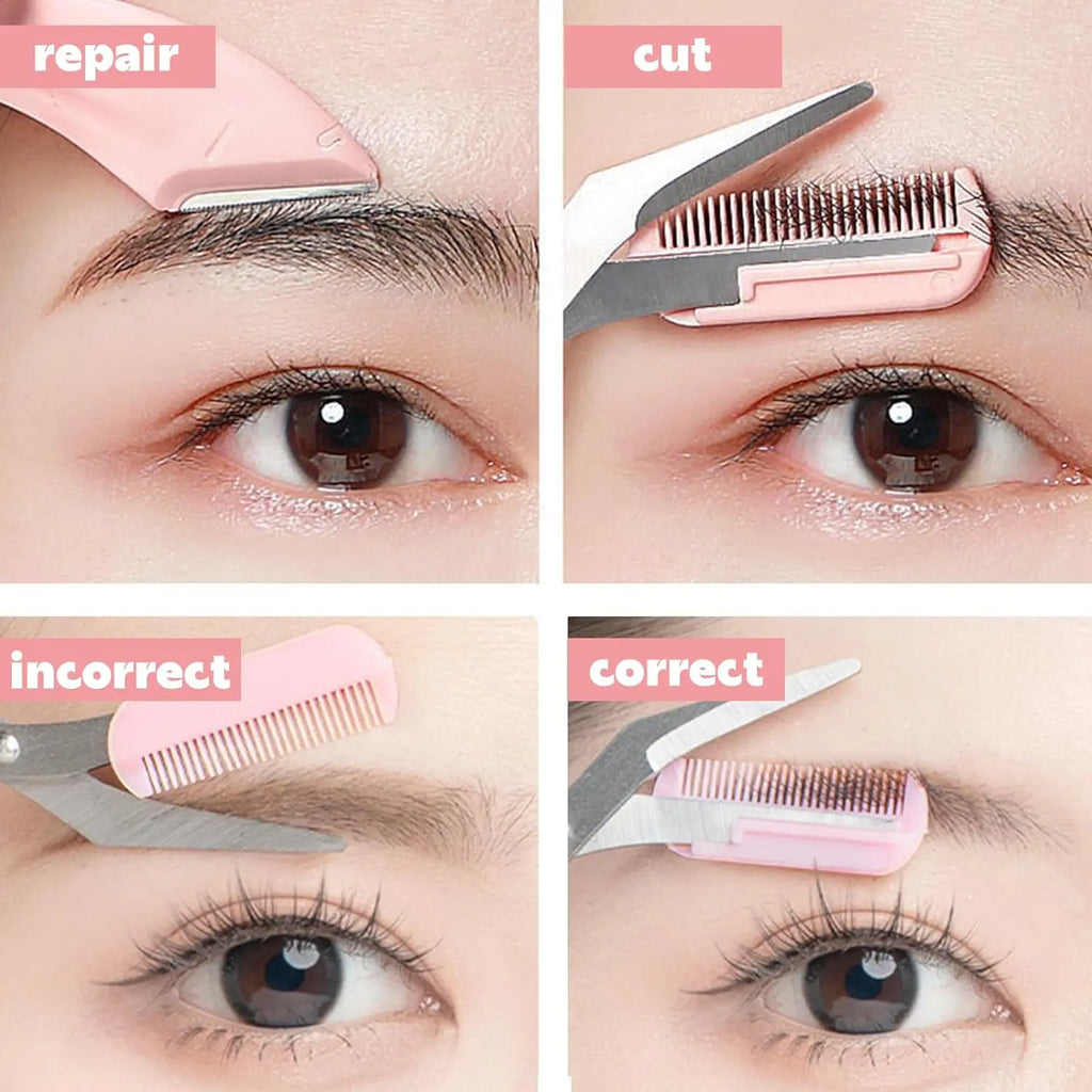 Eyebrow Trimming Knife Eyebrow Face Razor For Women Professional Eyebrow Scissors With Comb Brow Trimmer Scraper Accesso