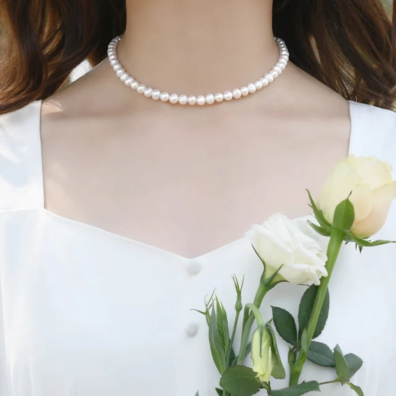 Cool Artificial White Pearl Necklace 1 Pcs Choker Beaded Chain for Men and Women Fashion Jewelry Gift - Live Store 4U