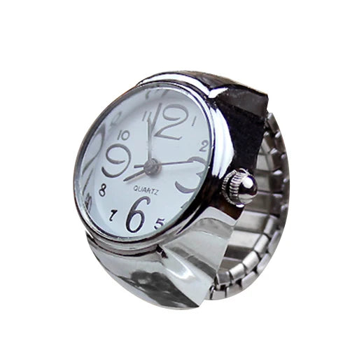 Vintage Punk Finger Watch Mini Elastic Strap Alloy Watches Couple Rings Jewelry Clock Retro Roman Quartz Watch Rings Women Men - Live Store 4U