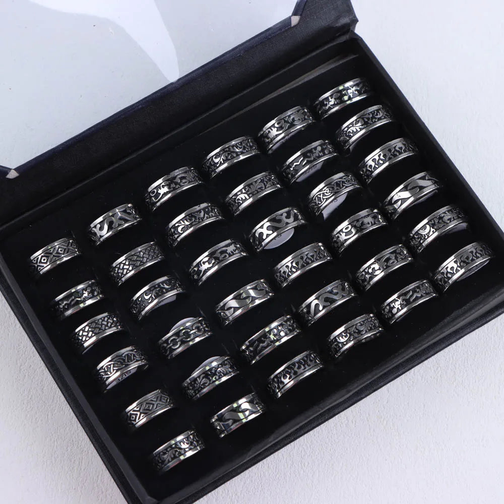10pcs/lot Wholesale Fashion Simple Stainless Steel Ring For Men Women Beautiful Trendy Punk Jewelry Vintage Birthday Party Gifts - Live Store 4U