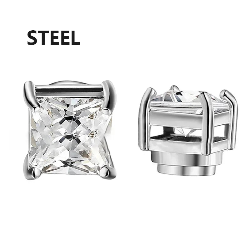 3 Pairs Crystal Strong Magnetic Ear Stud Clip Earrings for Men and Women Punk Round Zircon Magnet Earrings Non Piercing Jewelry - Live Store 4U