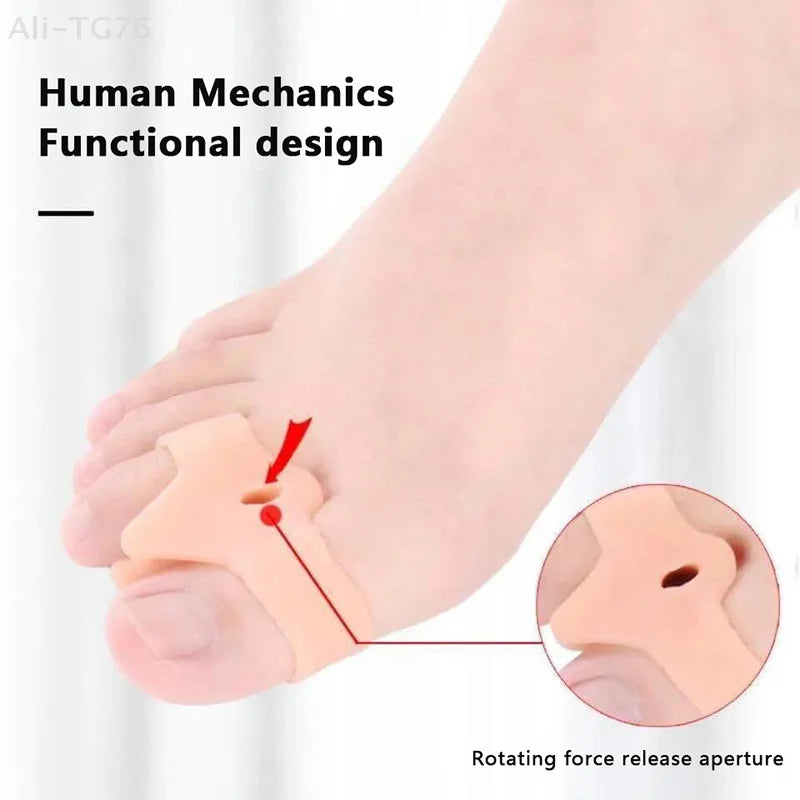 2PCS Silicone Gel Thumb Corrector Double Ring Bunion Toe Hallux Valgus Protector Finger Separator Adjuster for Foot Care