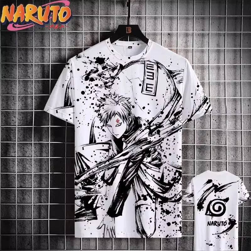 MINISO Naruto Men's T Shirt Japanese Anime 3D Prints Casual Short Sleeve Tees Street Oversized Clothing Fashion Cartoon T-Shirts - Live Store 4U