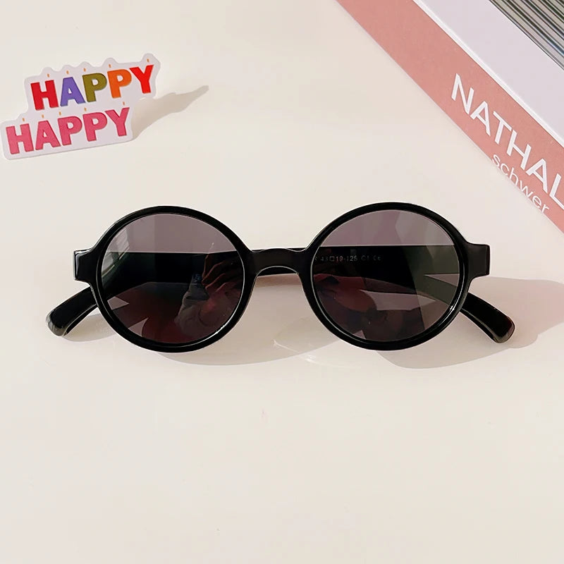 2023 New Kids Cute Checker Panel Color Round UV400 Sunglasses Baby Girls Outdoor Sun Protection Sunglasses Children Sun Glasses