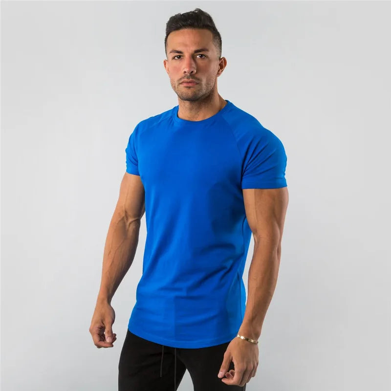 T Shirt Men Casual Short Sleeve Muscle Joggers Bodybuilding Tshirt Male Gym Fitness Tops Tee Streetwear Slim Fit Summer T-shirt - Live Store 4U