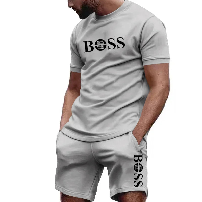 Men's two-piece sportswear, short sleeved T-shirt and pants set, running and fitness sportswear, summer 2024, big discount, 2024 - Live Store 4U