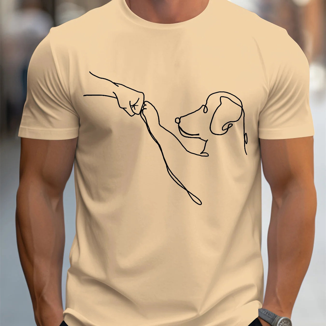 Men's 100% cotton casual sports loose fit Funny Dog First print round neck short sleeved T-shirt top - Live Store 4U