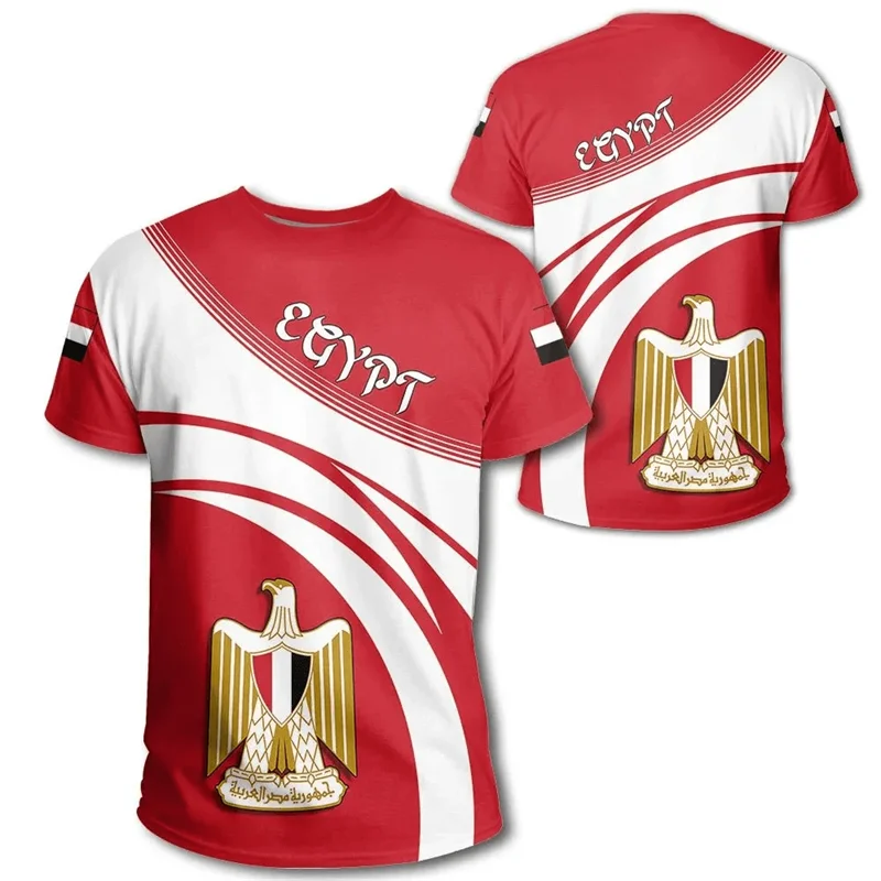 Egypt Pattern T-shirt Summer African 3D Printed Coat Of Arms T Shirts For Men Casual Crew Neck Tees Sports Loose Short Sleeves