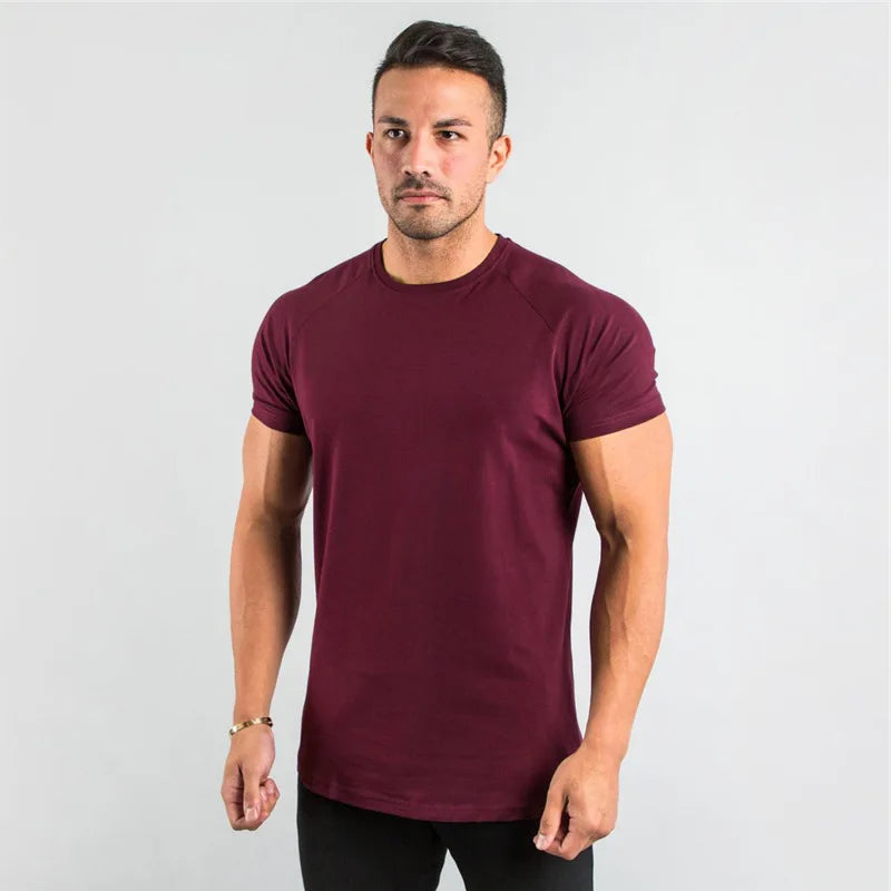 T Shirt Men Casual Short Sleeve Muscle Joggers Bodybuilding Tshirt Male Gym Fitness Tops Tee Streetwear Slim Fit Summer T-shirt - Live Store 4U