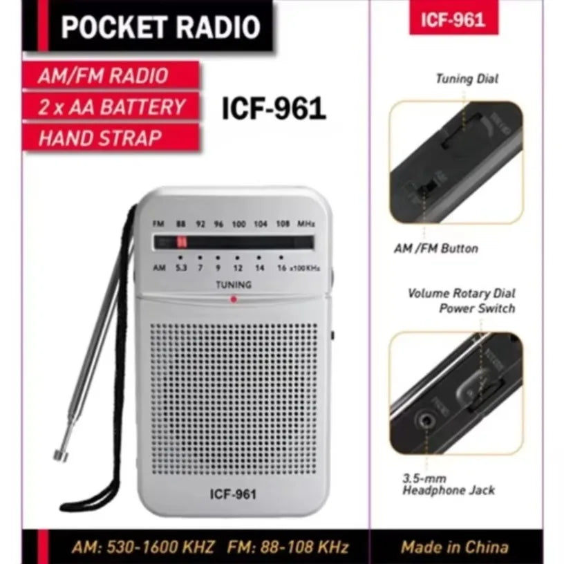 Full-Band AA Battery Small Portable Radio Mini AM FM Pointer Pocket Radio for Indoor Outdoor Camping Emergency Use
