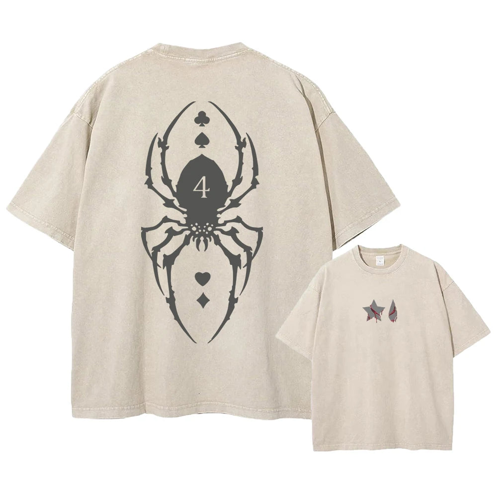 Japanese Anime Hunter X Hunter Print T-shirt Men Washed TShirt Hip Hop Streetwear TShirt Summer Harajuku Acid Cotton Tee Unisex - Live Store 4U