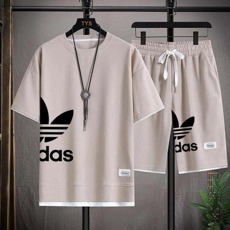 Summer 2025 New Men's pullover sportswear Set, fashionable basketball men's casual short-sleeved T-shirt + shorts two-piece set - Live Store 4U