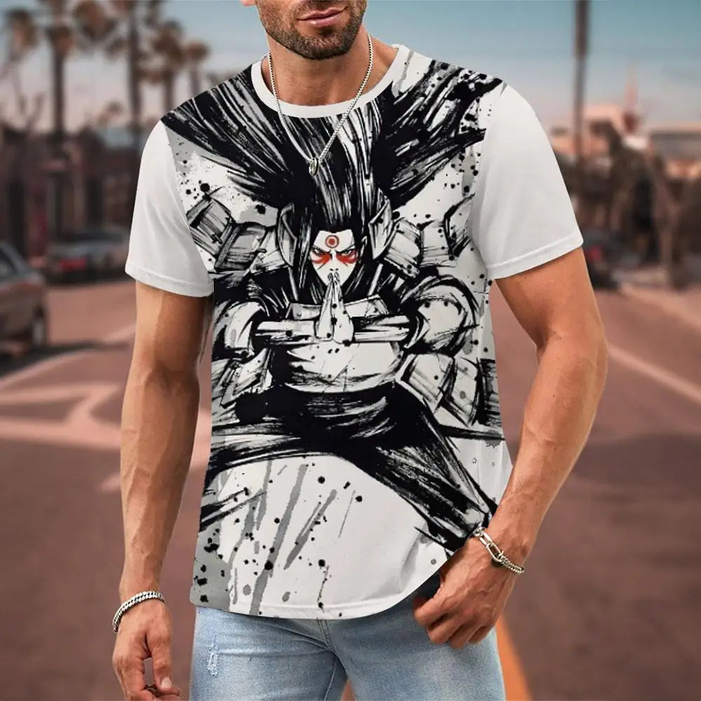 MINISO Naruto Men's T Shirt Japanese Anime 3D Prints Casual Short Sleeve Tees Street Oversized Clothing Fashion Cartoon T-Shirts - Live Store 4U