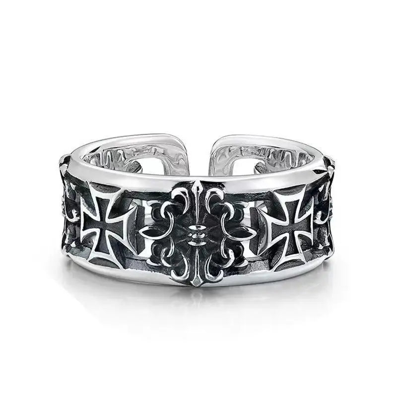 New retro cross hip-hop punk style niche opening ring for men - Live Store 4U