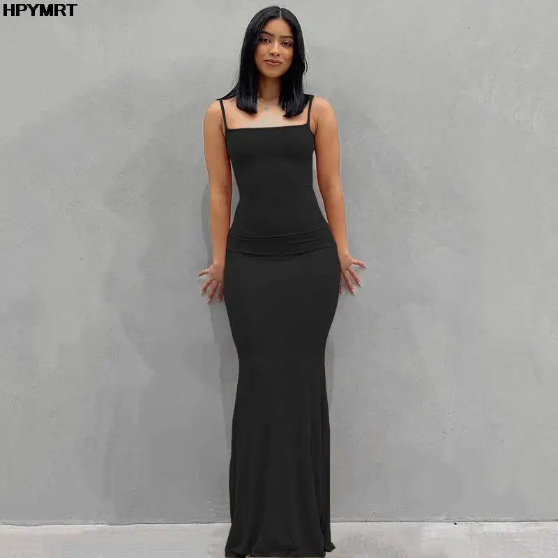 Satin Slip Sleeveless Backless Slim Sexy Maxi Dress 2022 Spring Women Party Y2K Concise Bodycon Elegant Dresses Female Clothing - Live Store 4U
