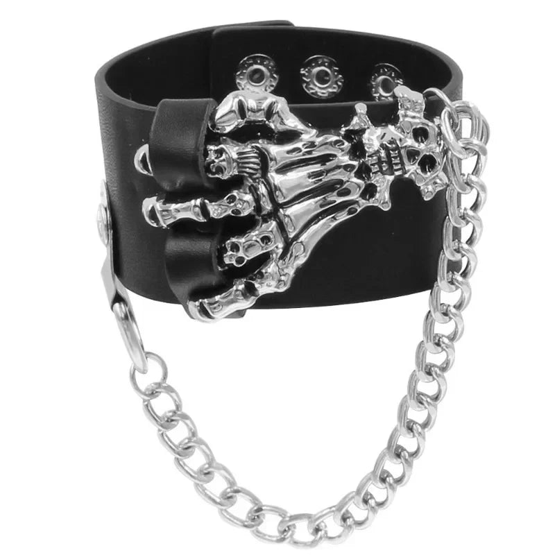 Hip Hop Rock PU Leather Bracelet Men and Women Punk Spikes Rivets Skull Heart Cross Creative Party Bracelet Jewelry Accessories - Live Store 4U