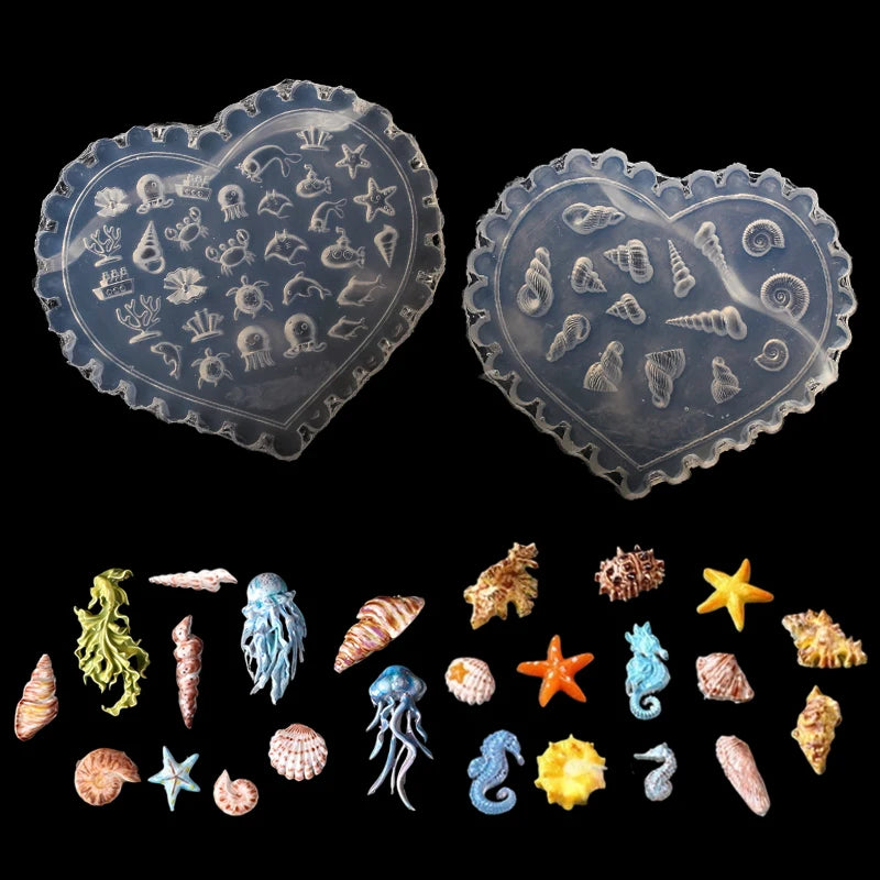 1 Pcs Tulip Sea Shell Jellyfish Goldfish Starfish 3D Acrylic Nail Mold Nail Decorations DIY Silicone Manicure Mold Nail Art Mold