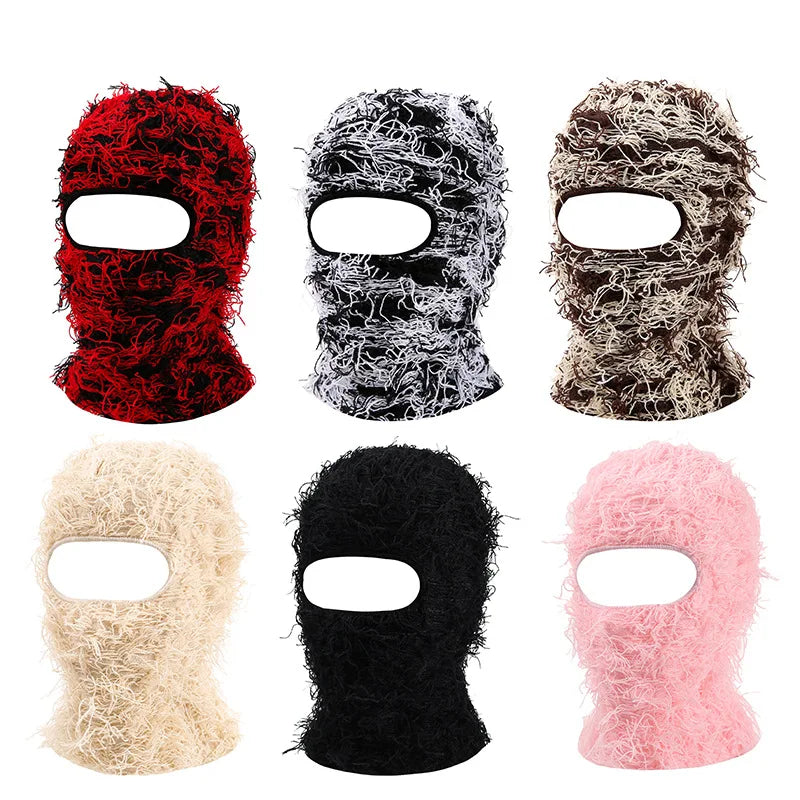 Balaclava Distressed Knitted Full Face Ski Mask for Men Women Beanies Hats Skullies Camouflage Winter Warm Bonnet Windproof Hats - Live Store 4U
