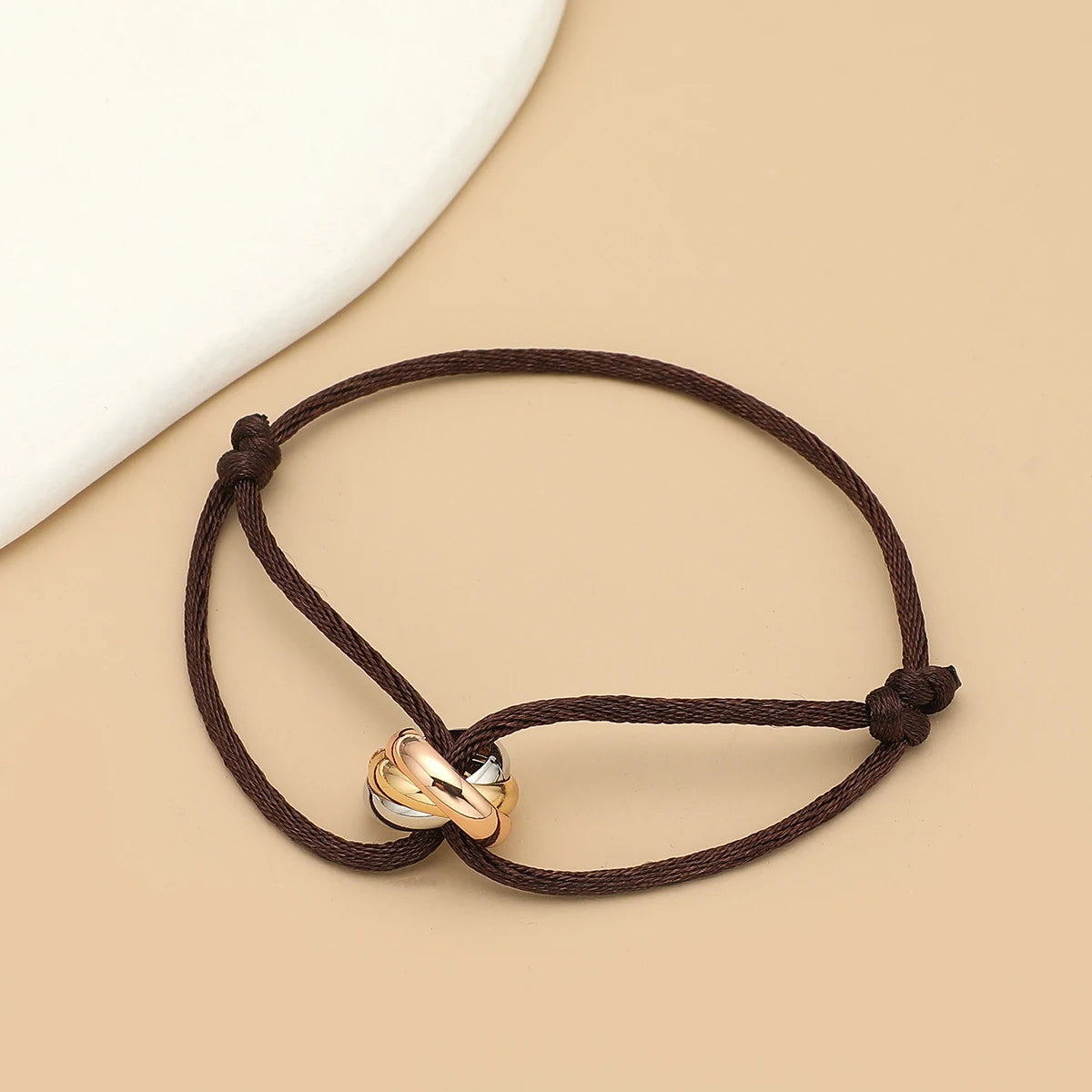 Simple Fashion Unisex Bracelet 3 Metal Round Circle Accessory Adjustable Men's Rope Bracelet for Women Jewelry Gifts - Live Store 4U