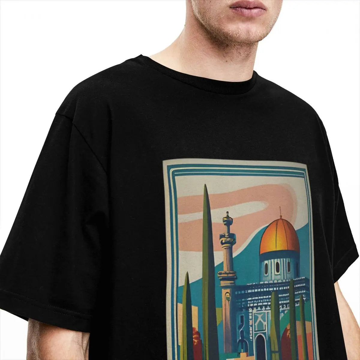 Couple T-Shirt Vintage Palestine Jerusalem Peace T Shirts Leisure Summer Tees Aesthetic Print Cotton Tops Gift Idea
