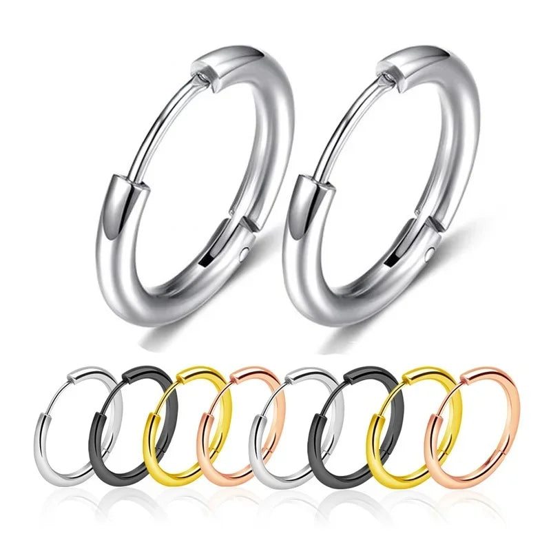 10/20Pcs Minimalist 316L Stainless Steel Small Hoop Earrings For Women Man Classic Round Earrings Fashion Ear Piercing Jewelry - Live Store 4U