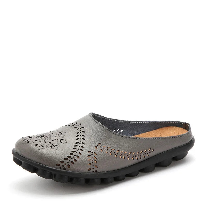 2023 Summer Shoes Woman Genuine Leather Women Flats Hollow Women's Loafers Female Solid Shoe Size 35-44 Sneakers Shoes