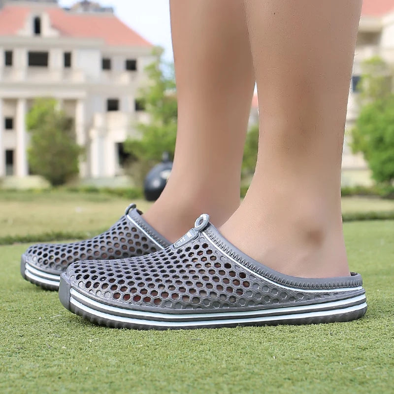 YRZL Mens Sandals Light EVA Summer Casual Shoes Hole Shoes Clogs Lovers Home Garden Outdoor Big Size 45 Male Beach Flat Slippers