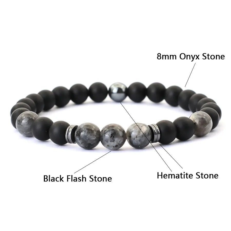 Noter Handmade Mens Bracelet 8mm Onyx Tiger Eyes Stone Beaded Braclet Hematite Healing Braslet Cadeau Homme Leisure Accessories - Live Store 4U