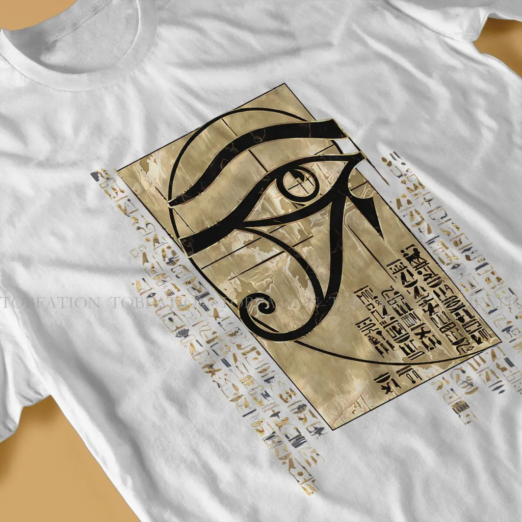Egyptian Original TShirts Egyptian Eye of Horus Sacred Geometry Ornament Print Men's T Shirt Hipster Tops 6XL